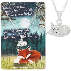 Fox Under The Moon Silver Plated Necklace Friends