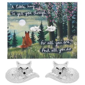 Fox Under The Moon Silver Plated Earrings Little