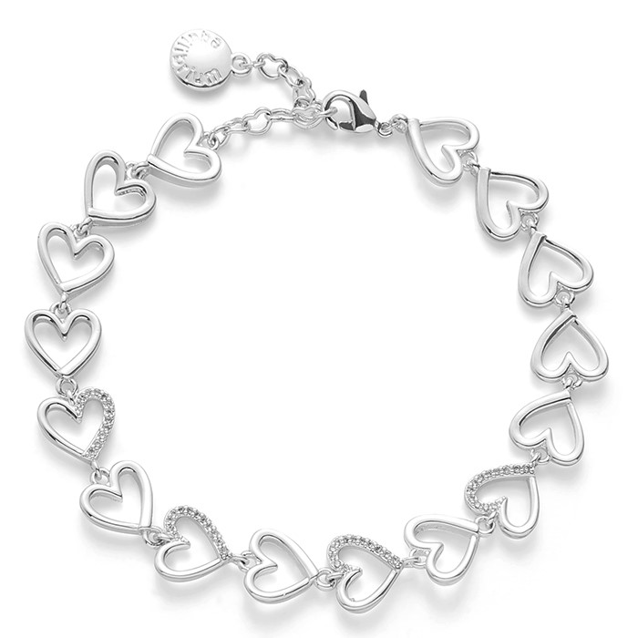 Te Amo Sparkle Heart Silver Plated Bracelet