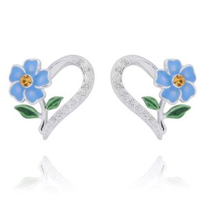 Forget Me Not Dainty Heart Silver Plated Earrings