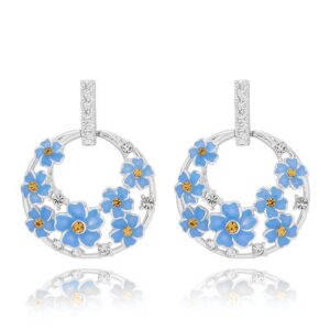 Forget Me Not Circle Silver Plated Earrings