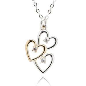 Simply Timeless Two Tone Triple Heart Necklace