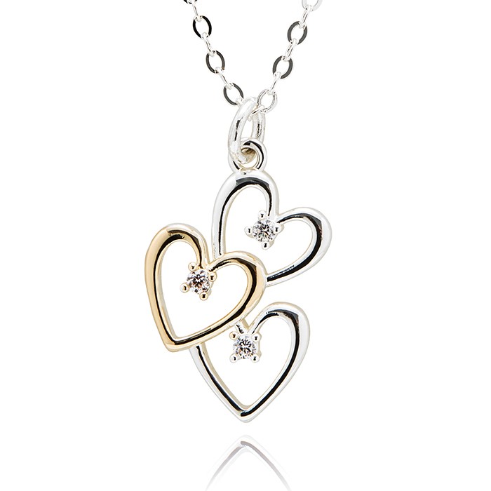 Simply Timeless Two Tone Triple Heart Necklace