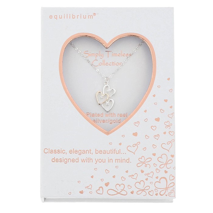 Simply Timeless Two Tone Triple Heart Necklace - Image 2