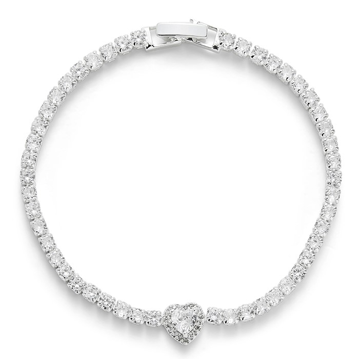 Radiance Sparkle Hearts Silver Plated Bracelet