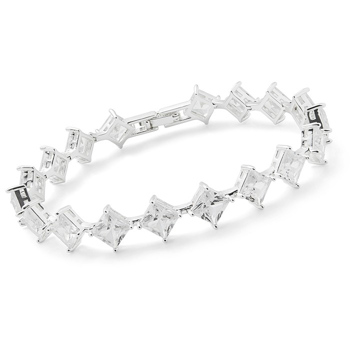 Radiance Sparkle Squares Silver Plated Bracelet