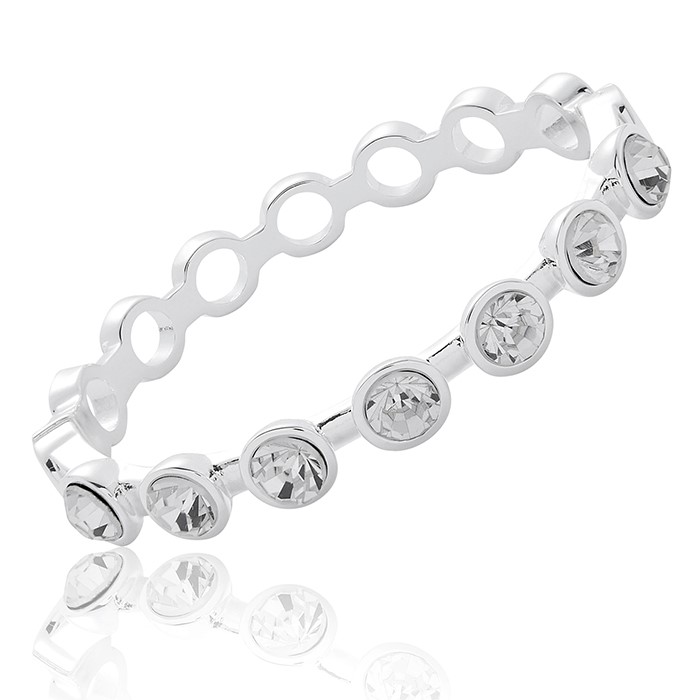 Captured Sparkle Silver Plated Bangle Clear