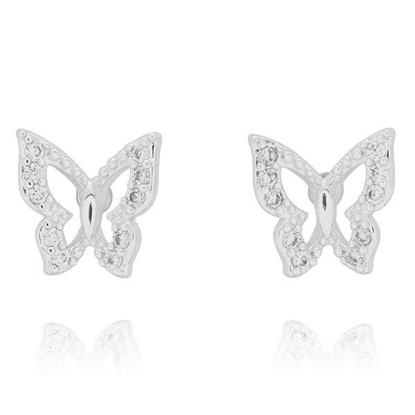 3 Pairs Silver Plated Earrings Butterfly Flower - Image 2