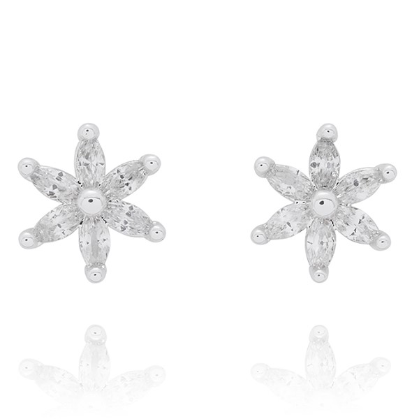 3 Pairs Silver Plated Earrings Butterfly Flower - Image 3
