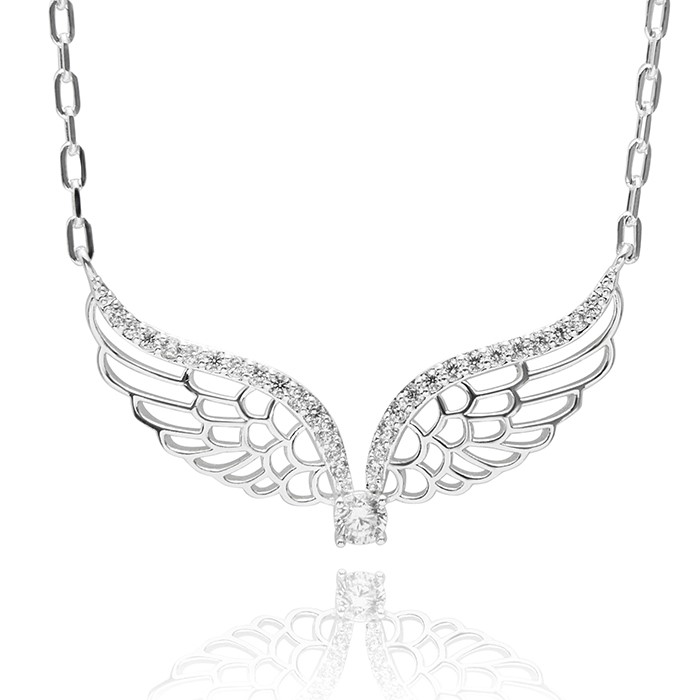 Guardian Angel Outline Wings Silver Plated