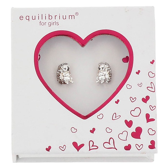 Girls Cute Little Hedgehog Silver Plated Earrings - Image 2