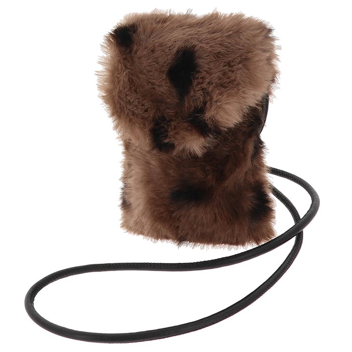 Two Tone Faux Fur Crossbody Bag Brown Tan - Image 3