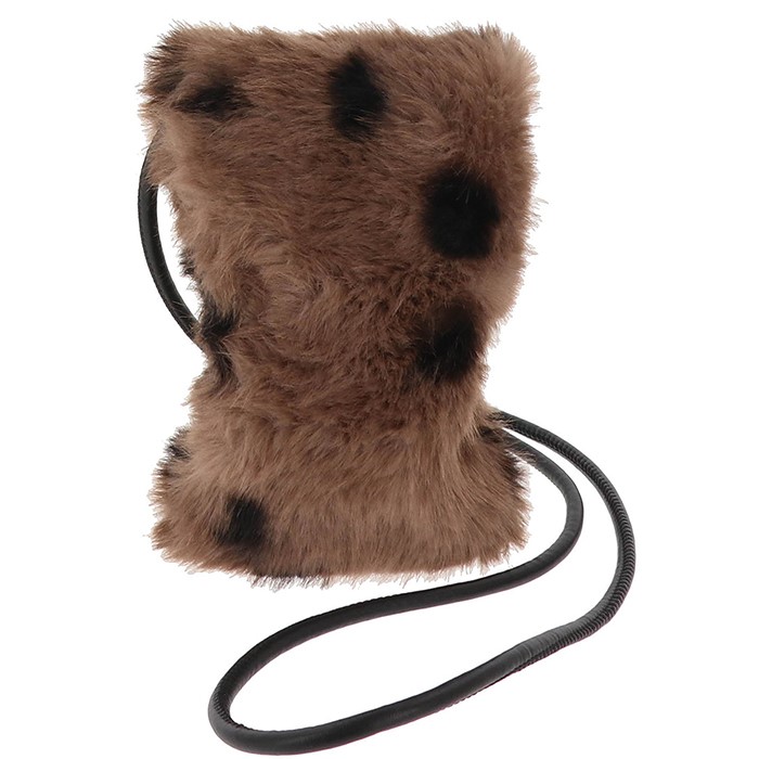 Two Tone Faux Fur Crossbody Bag Brown Tan - Image 4