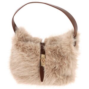 Lux Faux Fur Banana Bag Cream