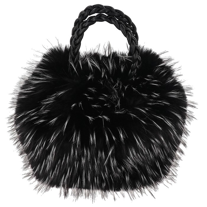 Lux Two Tone Faux Fur Handbag Black