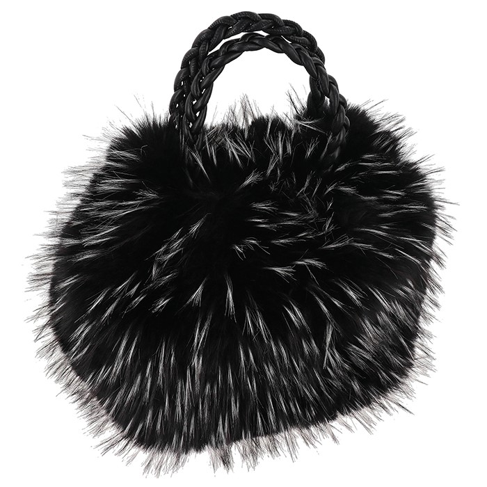 Lux Two Tone Faux Fur Handbag Black - Image 2