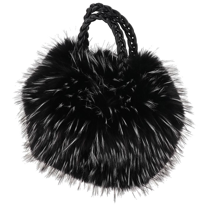Lux Two Tone Faux Fur Handbag Black - Image 3
