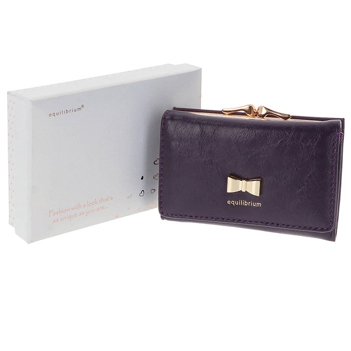 Glam Bow Clasp Purse Small Purple - Image 2